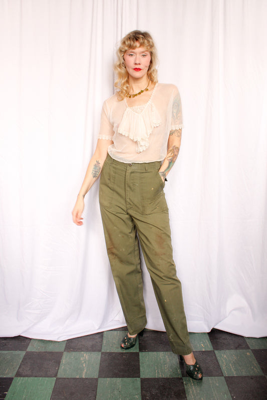 1970s Army Cotton Twill Pants - 31 waist