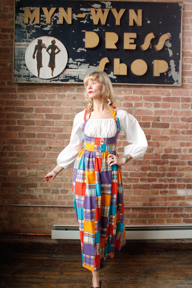 1960s Periphery Colorblock Plaid Maxi Dress - Xs/S