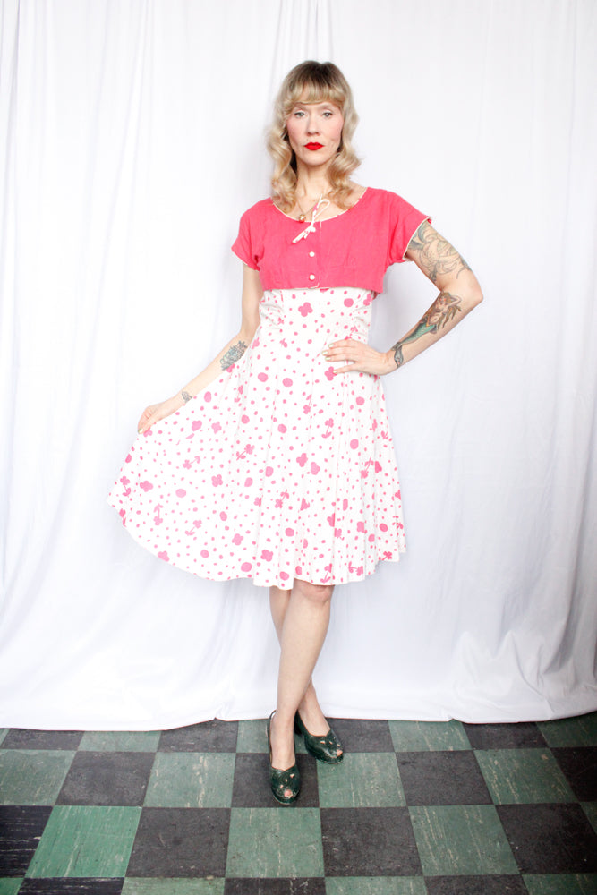 1950s  Betty Barclay Pink Floral Day Dress & Bolero - Med