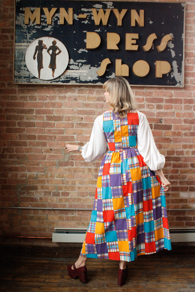 1960s Periphery Colorblock Plaid Maxi Dress - Xs/S