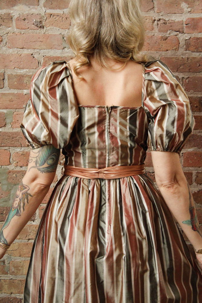 1980s Silk Striped St. Gillian Dress - Small