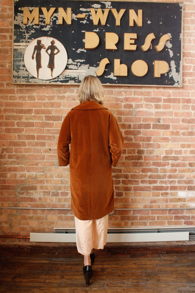 1950s Copper Velvet Coat - Medium