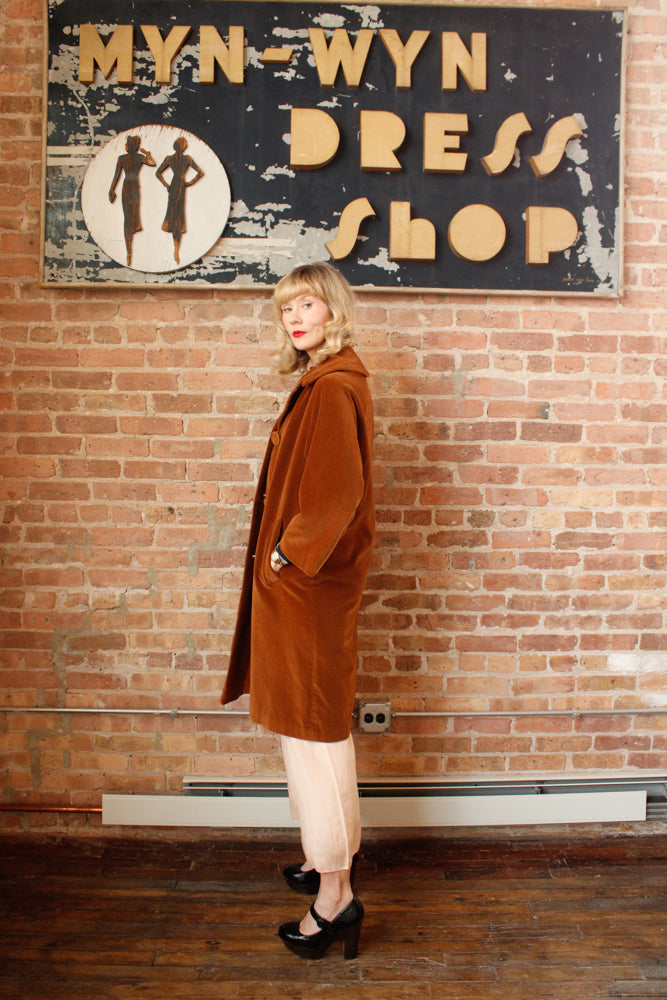 1950s Copper Velvet Coat - Medium