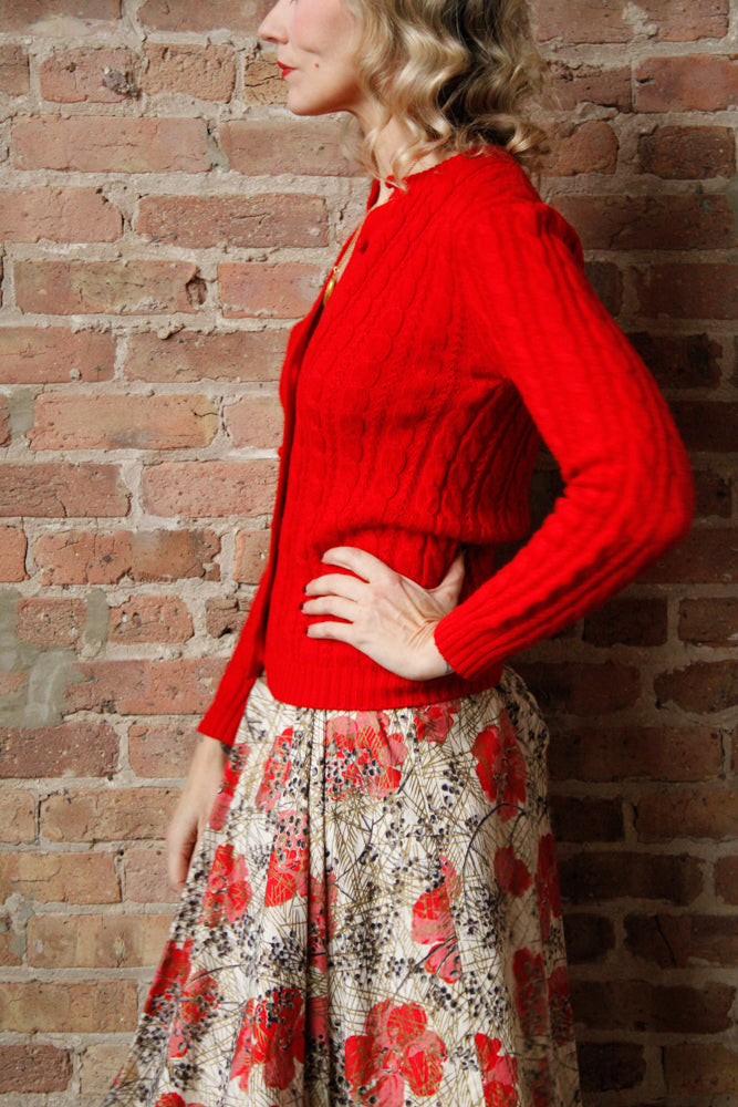 1960s Marshall Fields & Co Red Cardigan - Medium