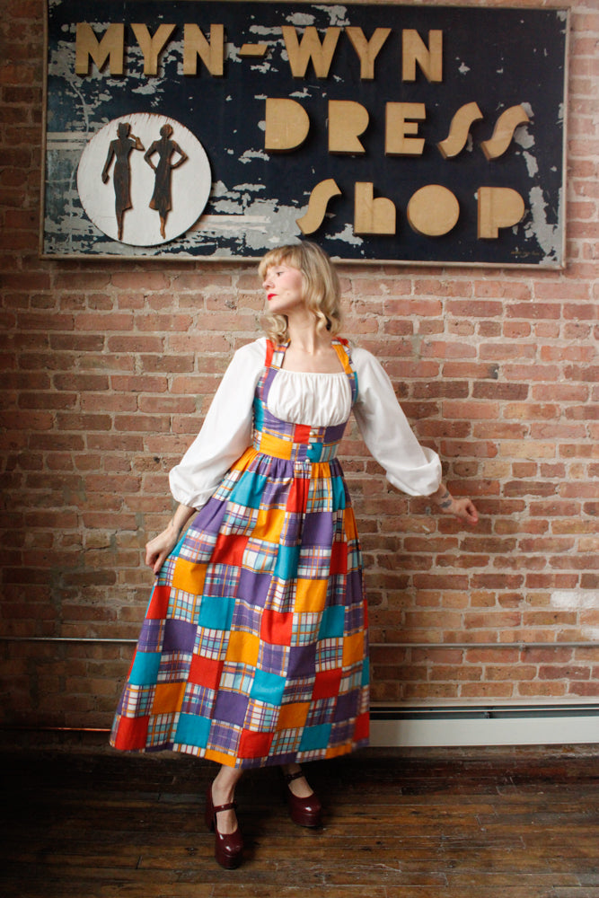 1960s Periphery Colorblock Plaid Maxi Dress - Xs/S