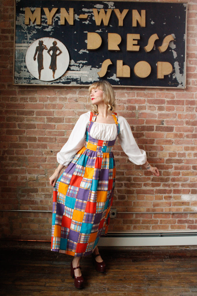 1960s Periphery Colorblock Plaid Maxi Dress - Xs/S
