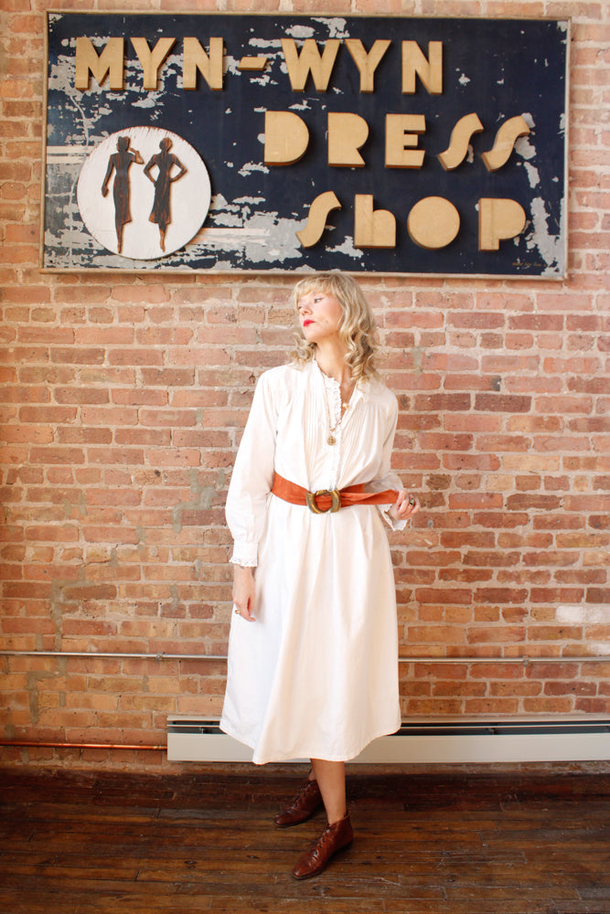 1900s Edwardian Cotton Night Dress - Medium