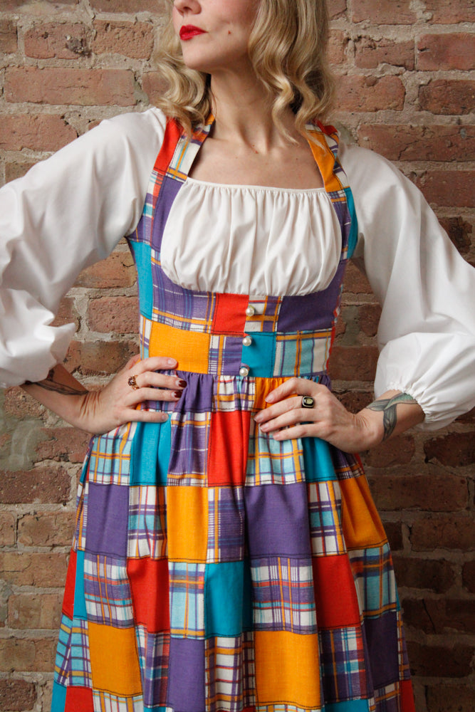 1960s Periphery Colorblock Plaid Maxi Dress - Xs/S