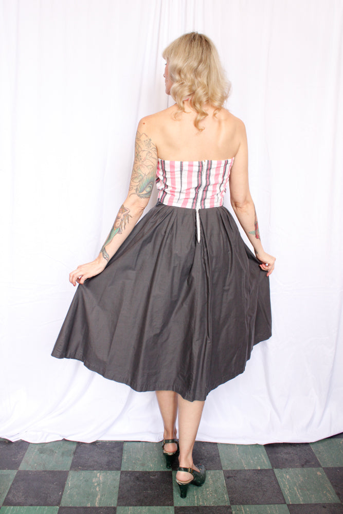 1950s Handmade Cotton Halter Dress - Small