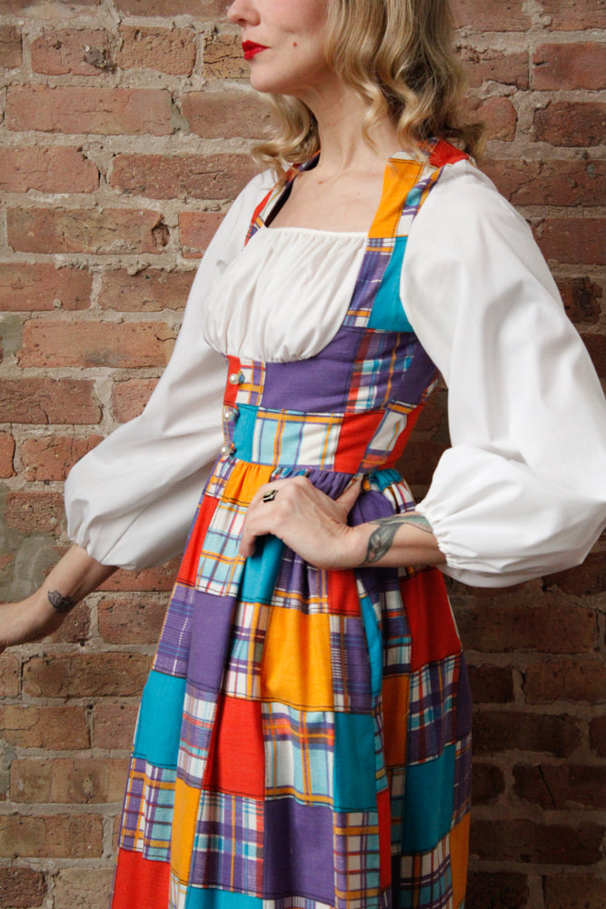 1960s Periphery Colorblock Plaid Maxi Dress - Xs/S