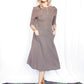 1940s Grayish Brown Rayon Studded Dress - Small