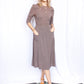 1940s Grayish Brown Rayon Studded Dress - Small