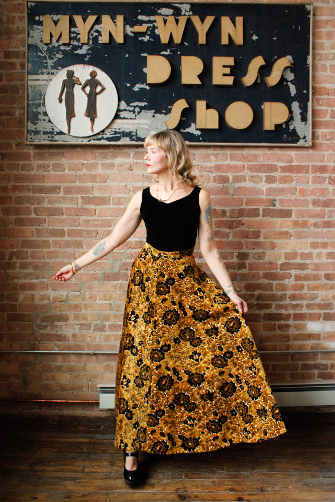 1950s Velvet Black Top - Small 