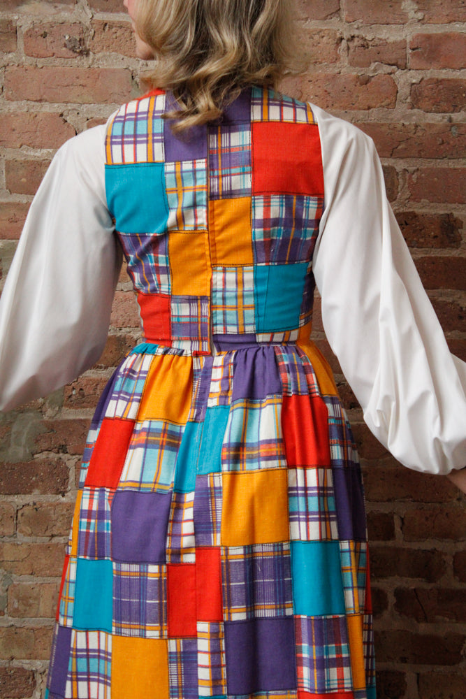 1960s Periphery Colorblock Plaid Maxi Dress - Xs/S