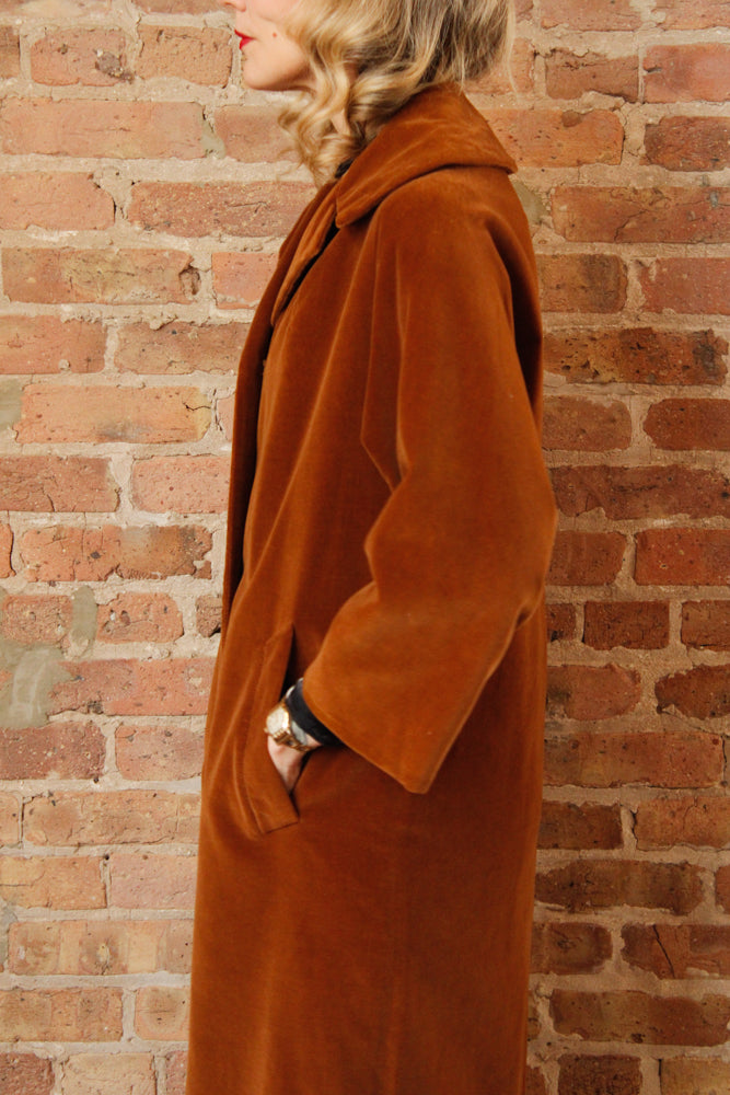1950s Copper Velvet Coat - Medium