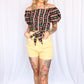 1950s Puff Sleeve Cactus & Guitars Novelty Print Blouse - Xsmall