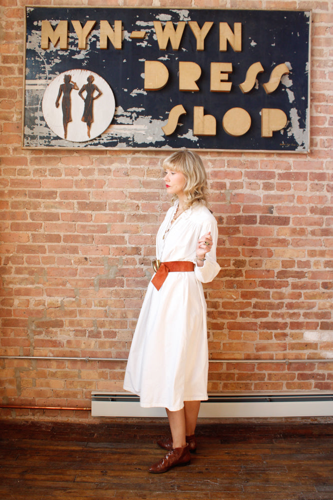 1900s Edwardian Cotton Night Dress - Medium