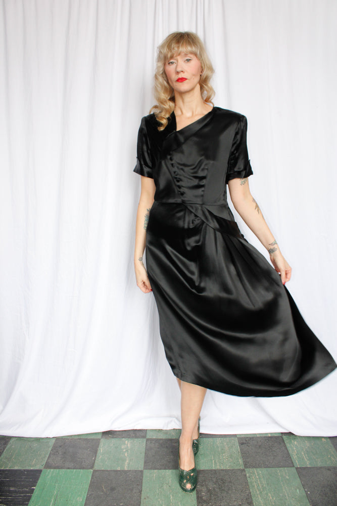 1940s Silk Satin Betty Brief Dress - M/L