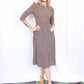 1940s Grayish Brown Rayon Studded Dress - Small