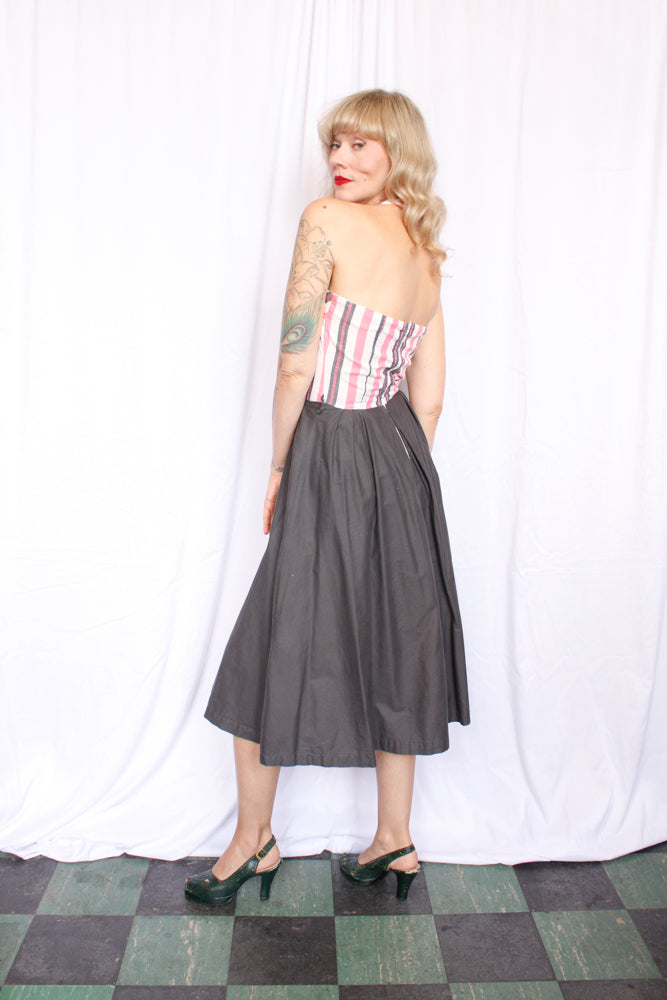 1950s Handmade Cotton Halter Dress - Small