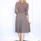 1940s Grayish Brown Rayon Studded Dress - Small