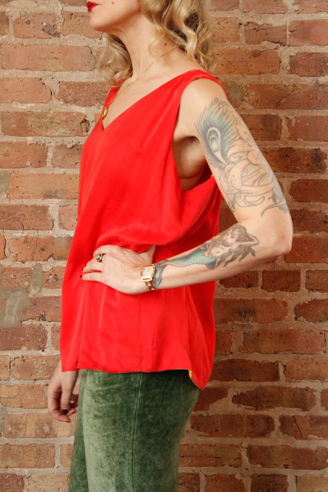 1990s Dana Buchman NWT Reversible Silk Blouse - Large