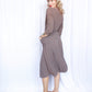 1940s Grayish Brown Rayon Studded Dress - Small