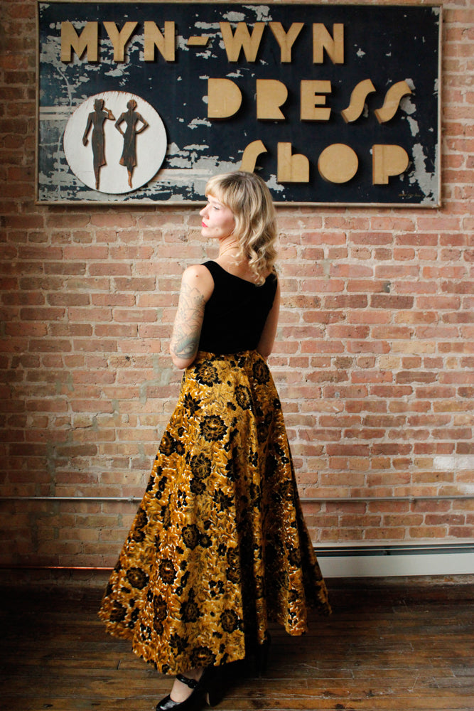 1950s Velvet Black Top - Small 