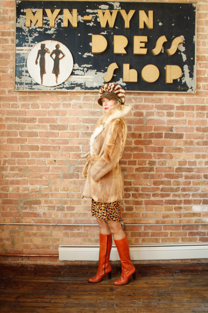 1970s Blonde Guanaco Fur Wrap Coat - M/L