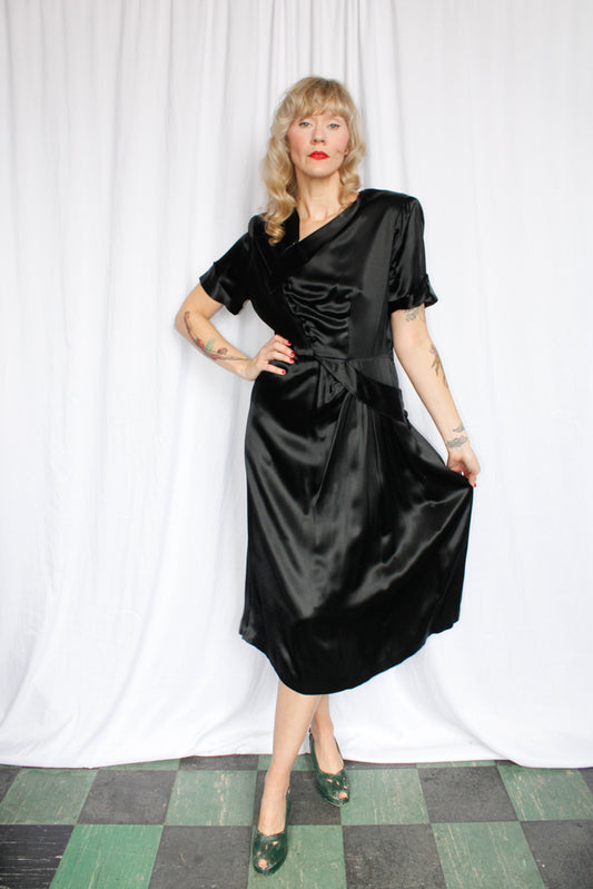 1940s Silk Satin Betty Brief Dress - M/L