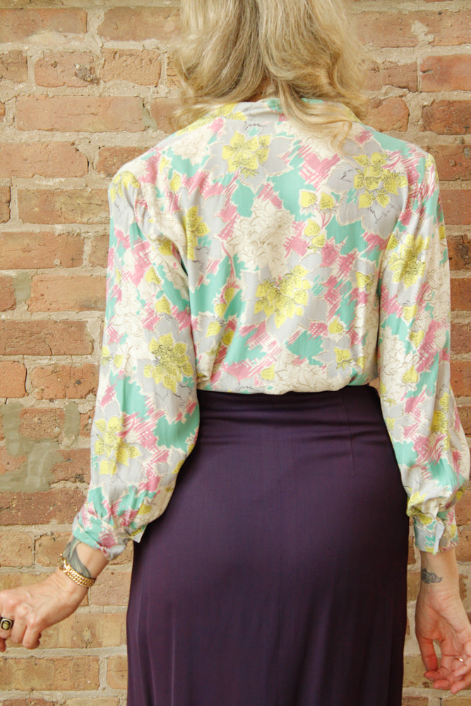 1940s Purple Gabardine Skirt - 28 waist
