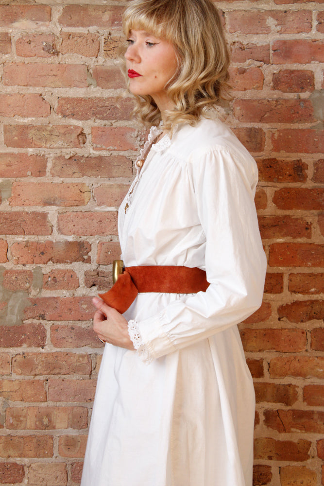 1970s Suede and Brass Belt - S/M