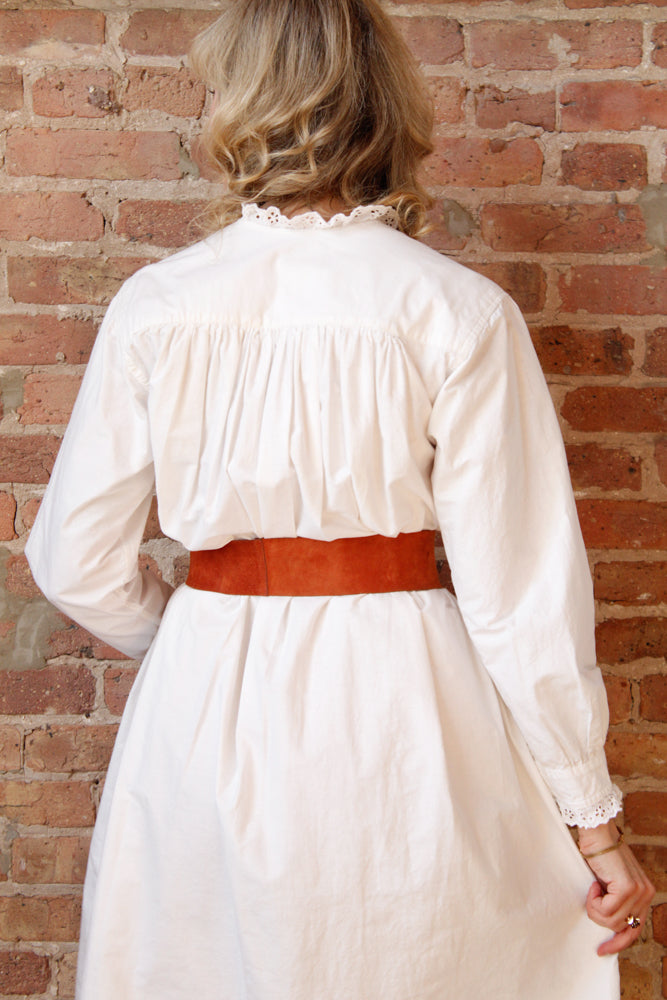 1900s Edwardian Cotton Night Dress - Medium