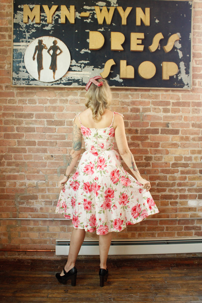 1950s Bold Rose Sun Dress - Xsmall 