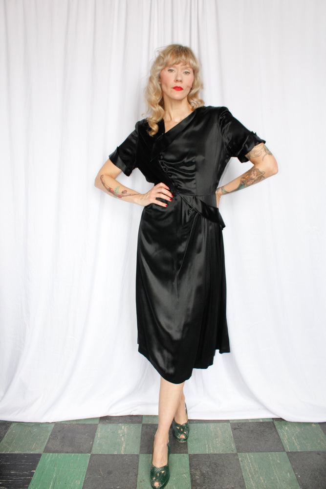 1940s Silk Satin Betty Brief Dress - M/L