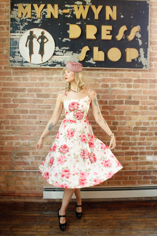1950s Bold Rose Sun Dress - Xsmall 
