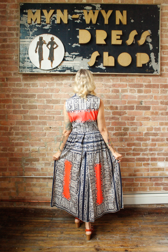 1960s Toni Todd Paisley Maxi Dress - Medium