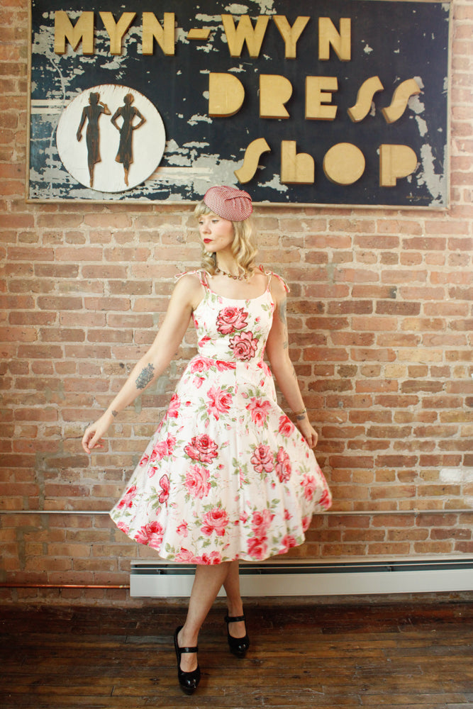 1950s Bold Rose Sun Dress - Xsmall 