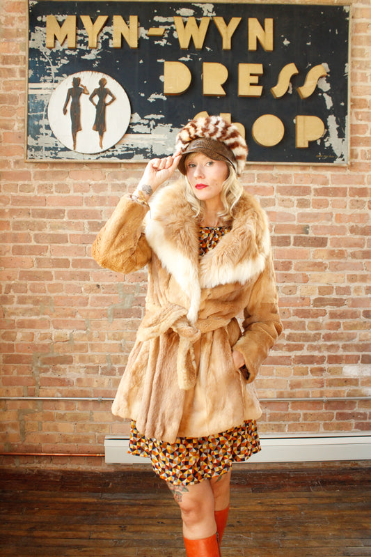1960s MOD Dyed Rabbit Fur & Faux Snake Hat