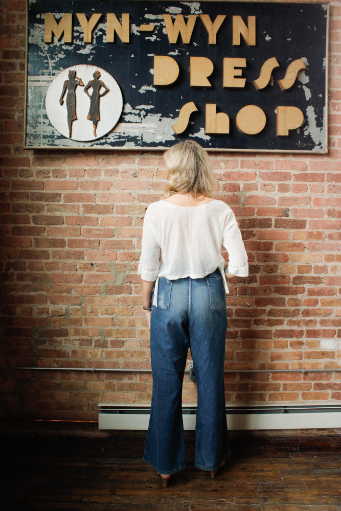 Late 1940s Naval Denim 4 pocket Button Fly Jeans - 40"x32"