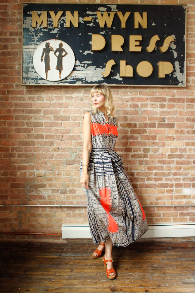 1960s Toni Todd Paisley Maxi Dress - Medium