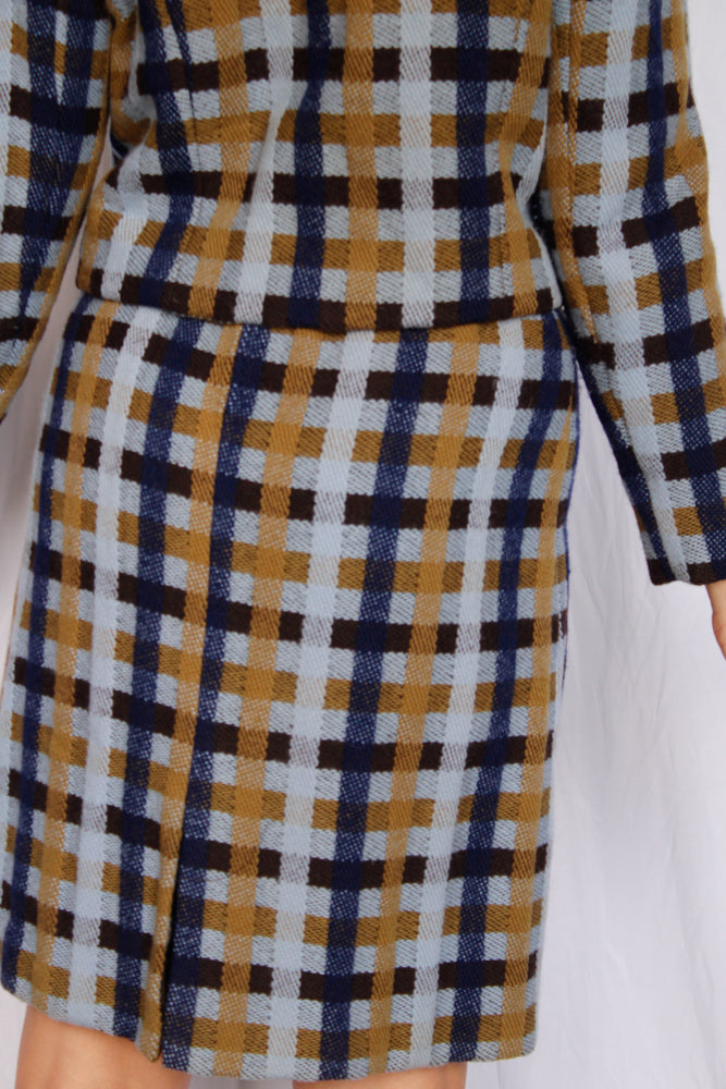 1960s Wool Plaid Dress & Jacket Suit - Medium