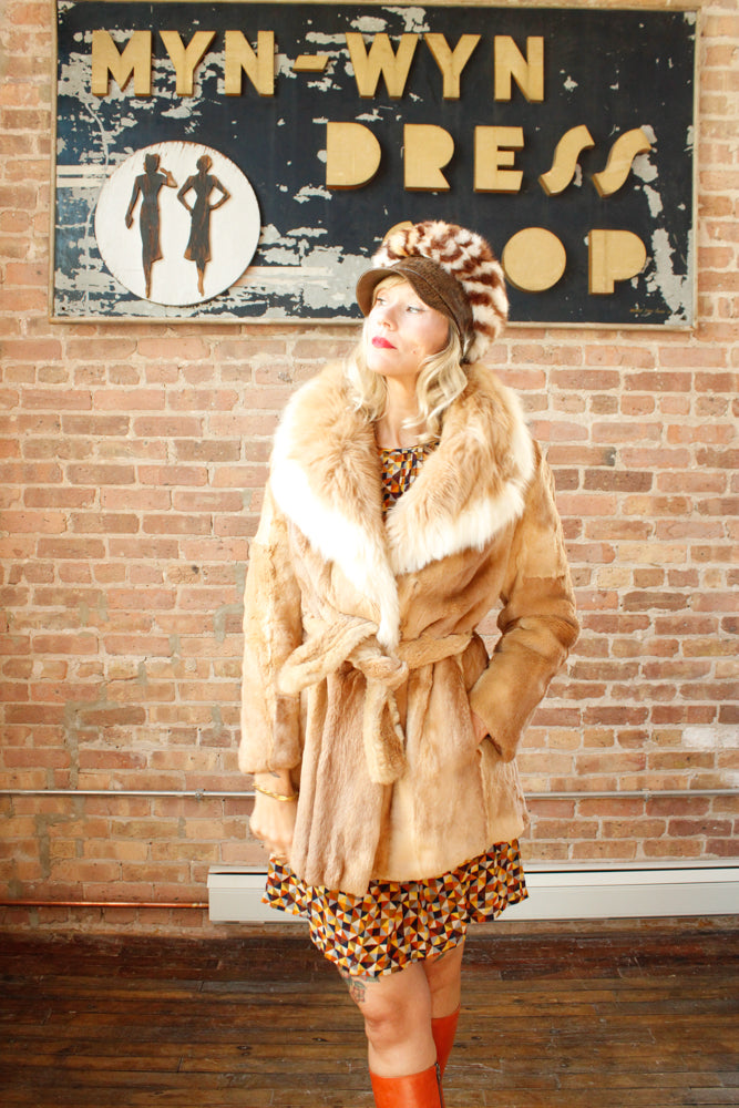 1960s MOD Dyed Rabbit Fur & Faux Snake Hat