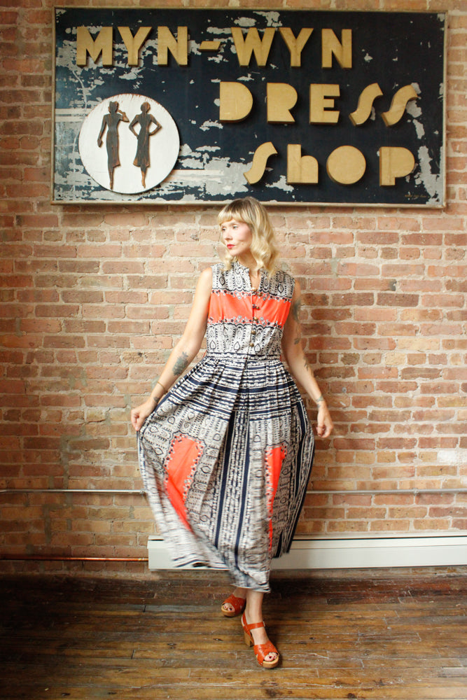 1960s Toni Todd Paisley Maxi Dress - Medium