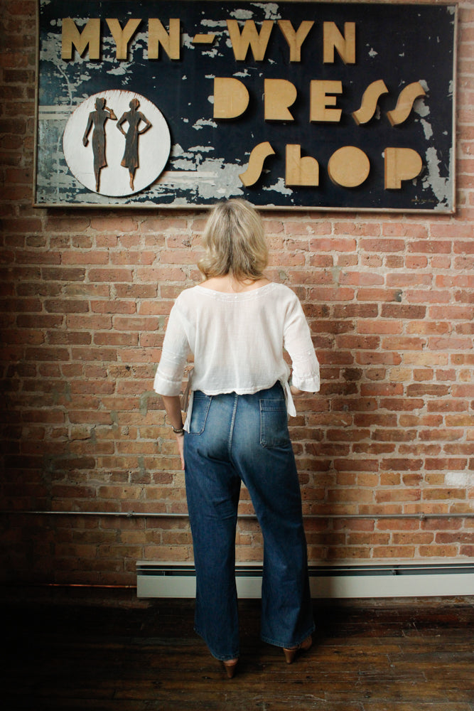 Late 1940s Naval Denim 4 pocket Button Fly Jeans - 40"x32"