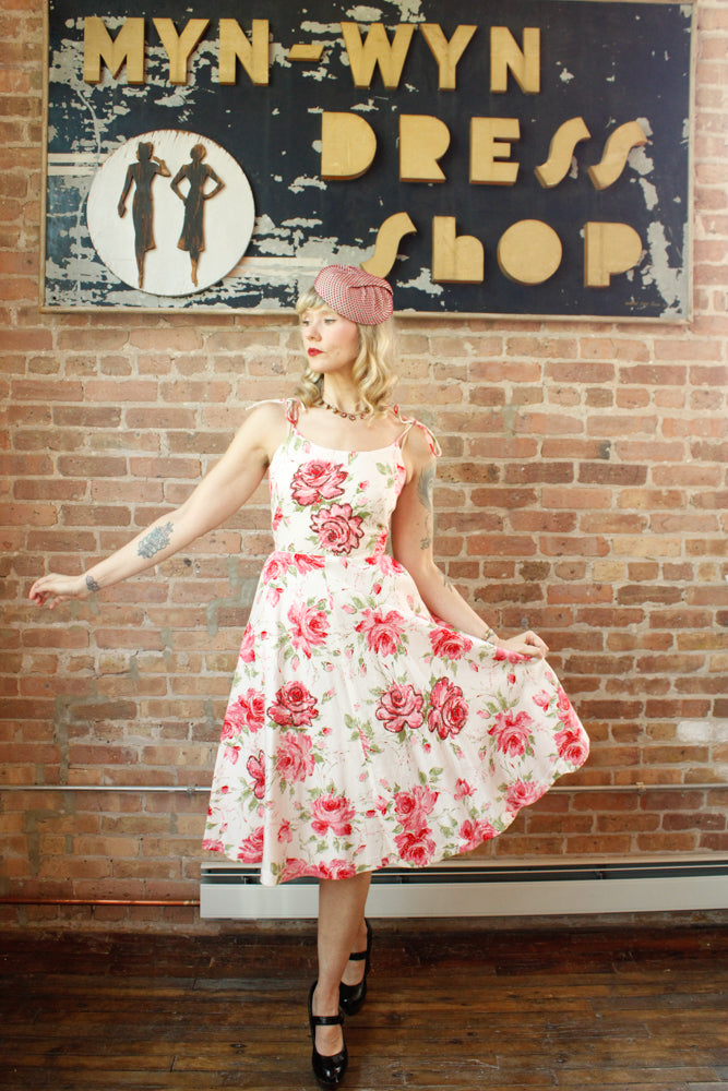 1950s Bold Rose Sun Dress - Xsmall 