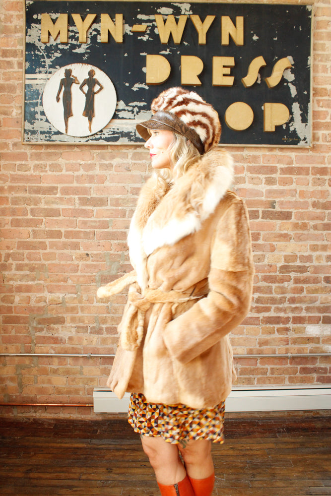 1970s Blonde Guanaco Fur Wrap Coat - M/L