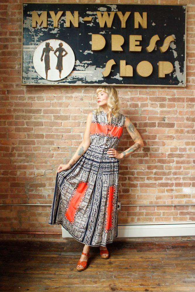 1960s Toni Todd Paisley Maxi Dress - Medium