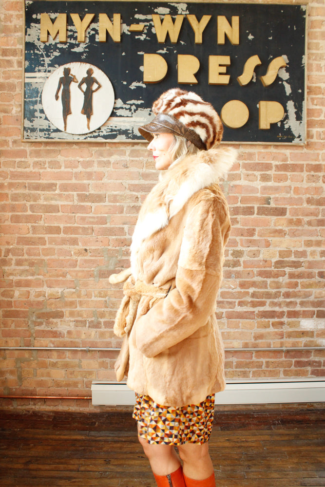 1960s MOD Dyed Rabbit Fur & Faux Snake Hat
