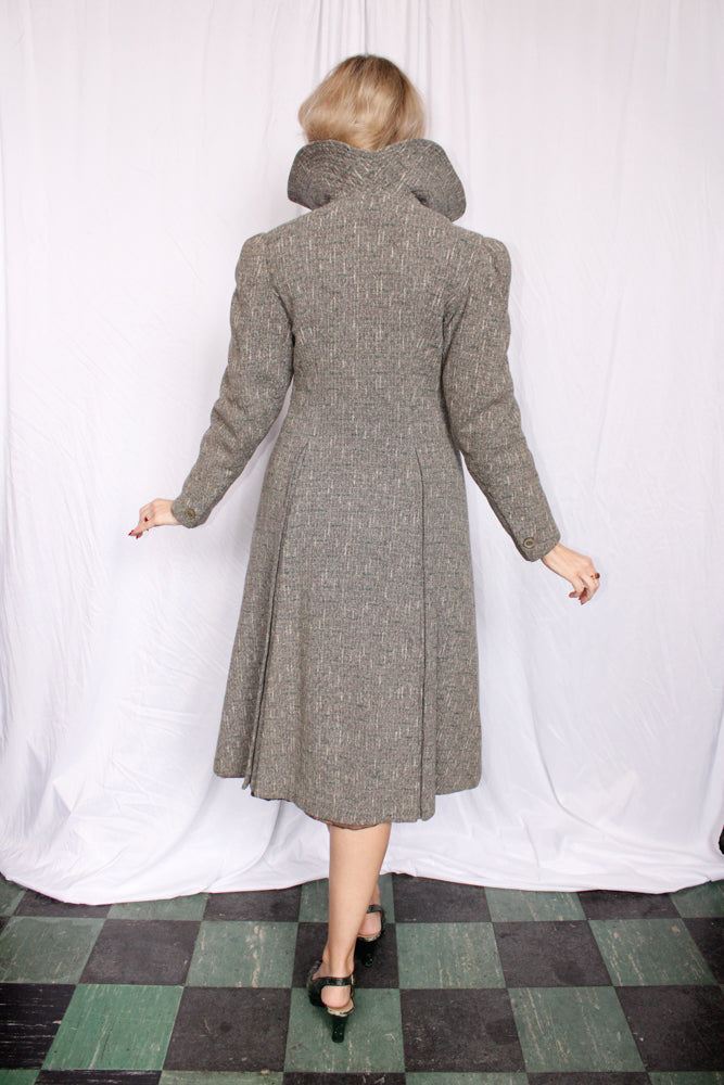 1940s Henshire Tweed Wool Coat - Medium